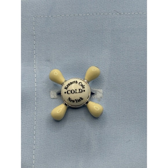 Kenneth Cole Hot & Cold Faucet White and Black Enameled Cufflinks Business Wear - Picture 2 of 9